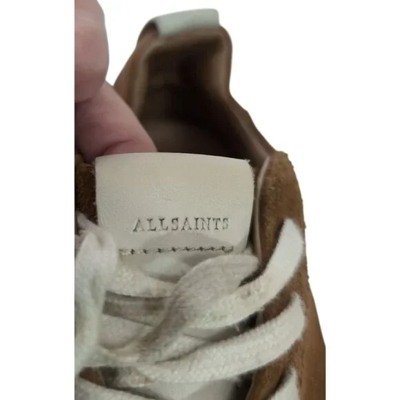Allsaints Platform Sneakers Womens EU 38 US 8 Cherry Cognac Brown Suede Casual - Picture 9 of 12